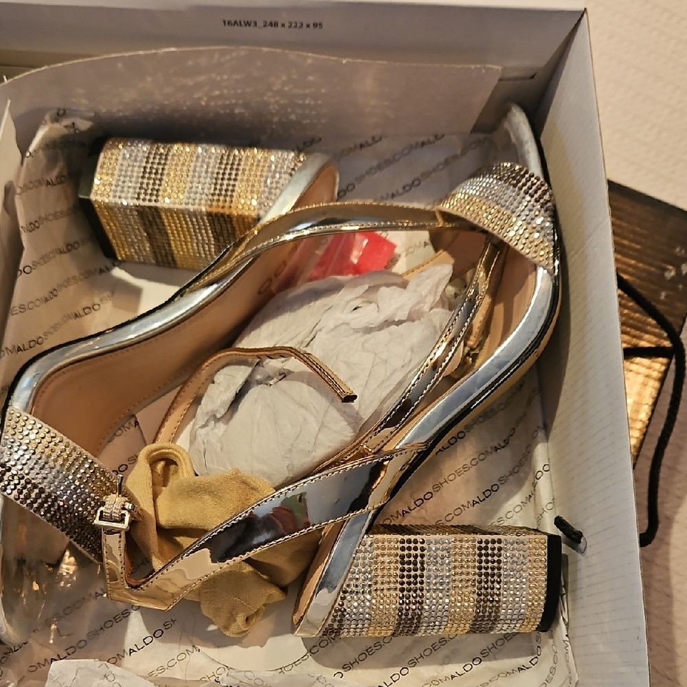 Gold and Silver Platform Heels Worn One Night Inside Wedding